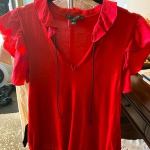 Louis Vuitton- authentic red top w/ruffle sleeve detail, Size small